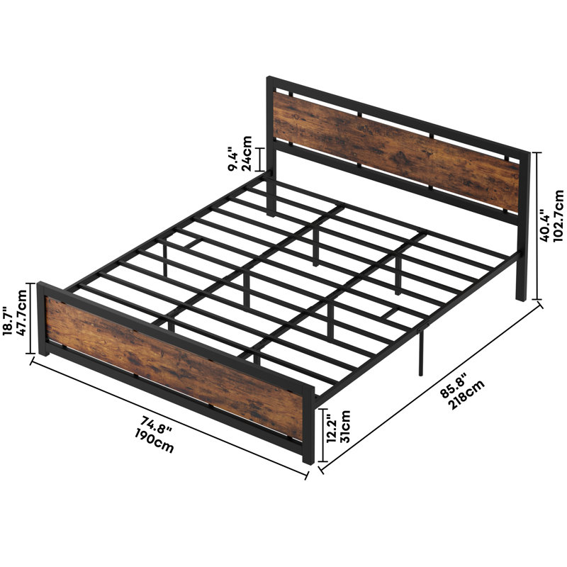17 Stories California King Bed Frames with Headboard and Strong Metal